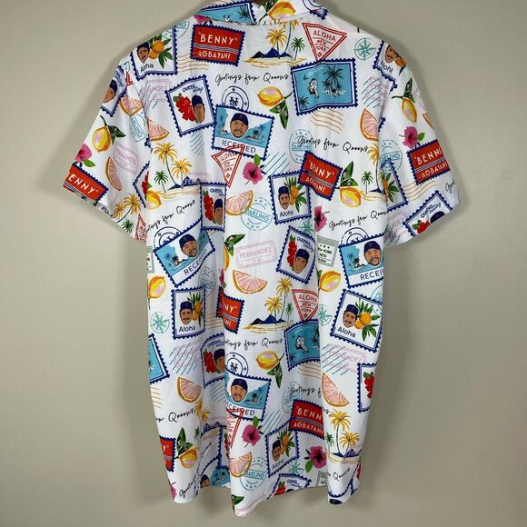 NY METS Stadium Promo Graphic Print Hawaiian Shirt XL Short Sleeve Tropical Post - Picture 3 of 7